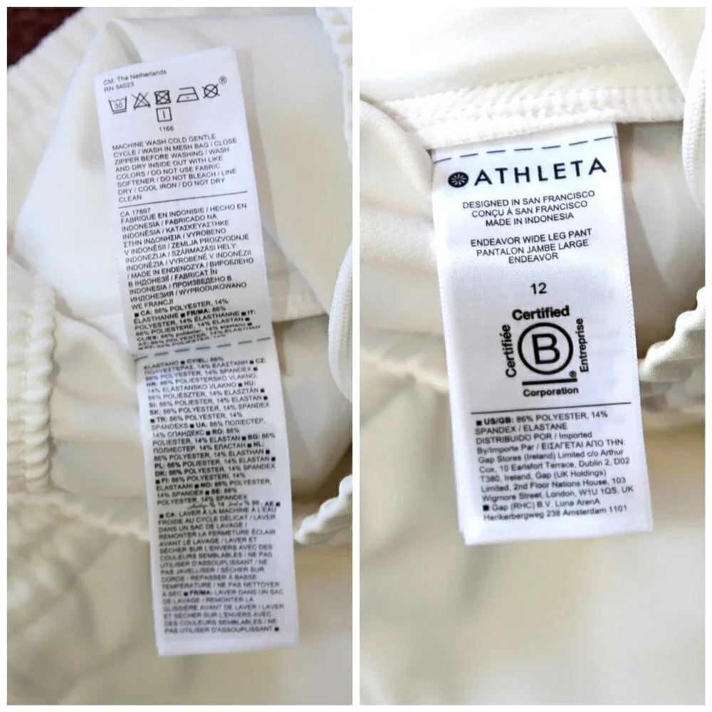 Athleta Endeavor Wide Leg white Women Pant Size 12 Drawstring elastic waist - Picture 11 of 12